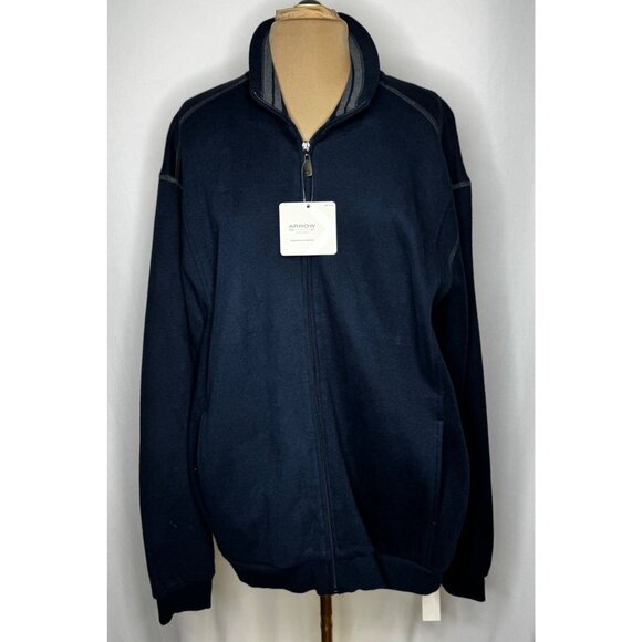 NWT Arrow X-Large Sueded Fleece Jacket Navy Blue Full Zip Sweatshirt - Picture 1 of 9
